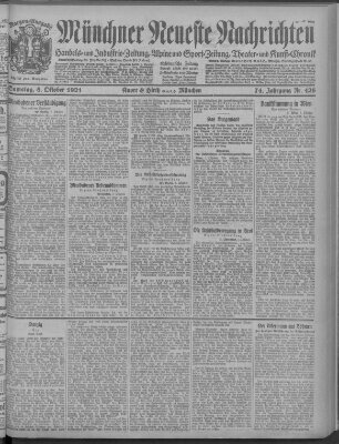 Münchner neueste Nachrichten Samstag 8. Oktober 1921