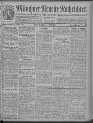 Münchner neueste Nachrichten Sonntag 9. Oktober 1921