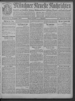 Münchner neueste Nachrichten Donnerstag 1. Dezember 1921