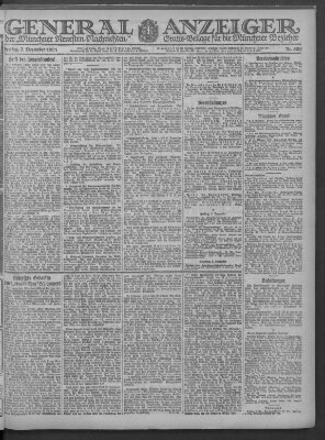 Münchner neueste Nachrichten Freitag 2. Dezember 1921