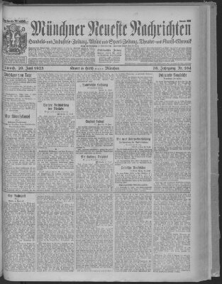 Münchner neueste Nachrichten Mittwoch 20. Juni 1923