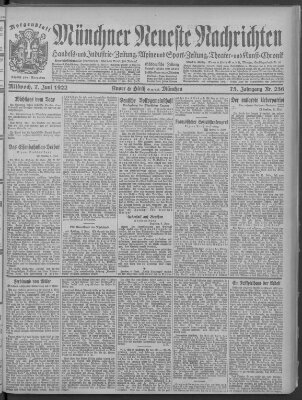 Münchner neueste Nachrichten Mittwoch 7. Juni 1922