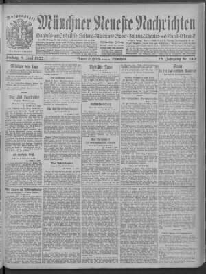Münchner neueste Nachrichten Freitag 9. Juni 1922
