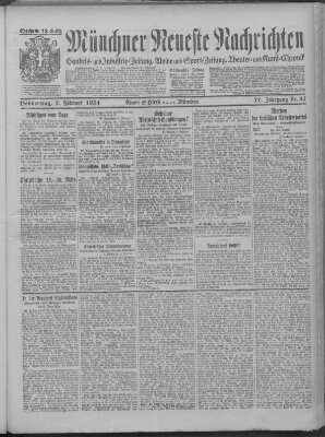 Münchner neueste Nachrichten Donnerstag 7. Februar 1924