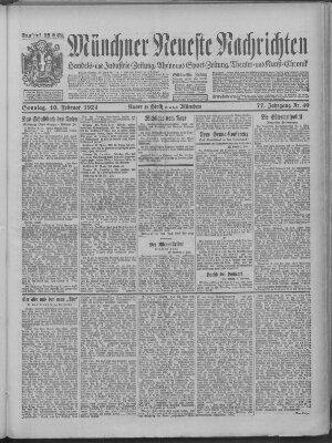 Münchner neueste Nachrichten Sonntag 10. Februar 1924