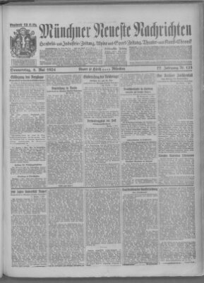 Münchner neueste Nachrichten Donnerstag 8. Mai 1924