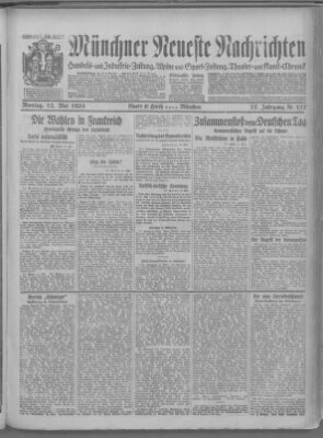 Münchner neueste Nachrichten Montag 12. Mai 1924
