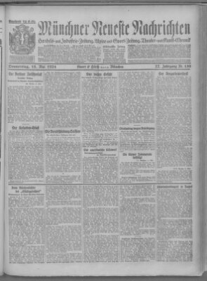 Münchner neueste Nachrichten Donnerstag 15. Mai 1924