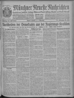 Münchner neueste Nachrichten Montag 24. Juli 1922