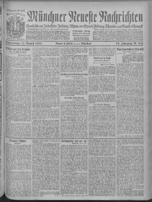 Münchner neueste Nachrichten Donnerstag 17. August 1922