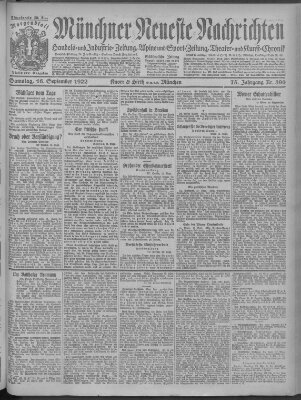 Münchner neueste Nachrichten Samstag 16. September 1922
