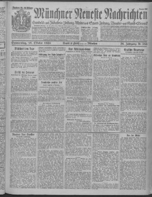 Münchner neueste Nachrichten Donnerstag 18. Oktober 1923