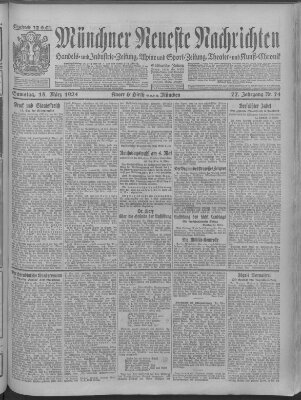 Münchner neueste Nachrichten Samstag 15. März 1924
