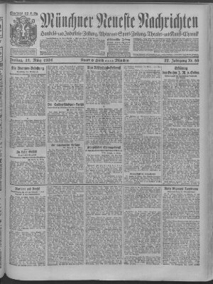 Münchner neueste Nachrichten Freitag 21. März 1924