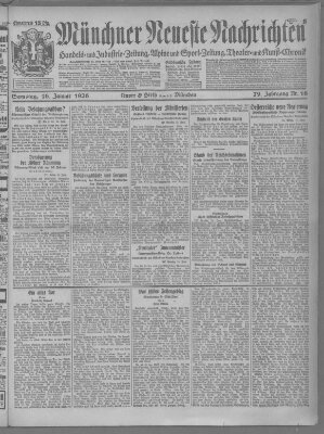 Münchner neueste Nachrichten Samstag 16. Januar 1926