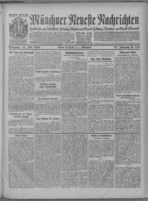 Münchner neueste Nachrichten Dienstag 10. Juni 1924