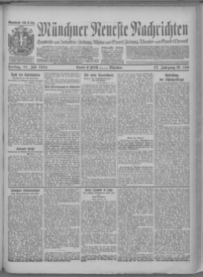 Münchner neueste Nachrichten Freitag 11. Juli 1924