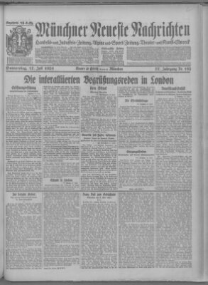 Münchner neueste Nachrichten Donnerstag 17. Juli 1924