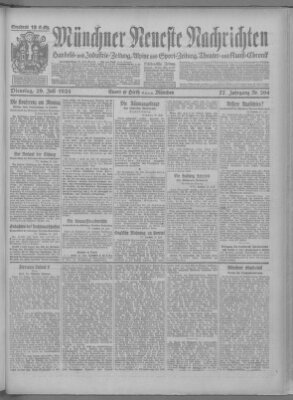Münchner neueste Nachrichten Dienstag 29. Juli 1924