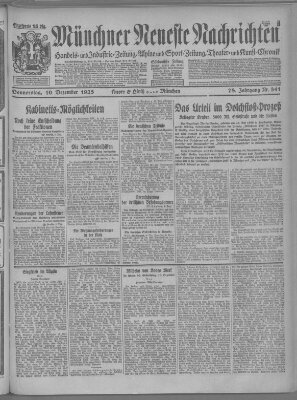Münchner neueste Nachrichten Donnerstag 10. Dezember 1925