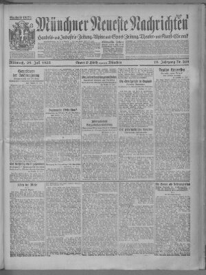 Münchner neueste Nachrichten Mittwoch 29. Juli 1925