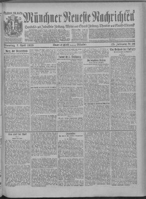 Münchner neueste Nachrichten Dienstag 7. April 1925