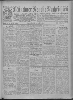 Münchner neueste Nachrichten Freitag 10. April 1925