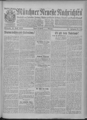 Münchner neueste Nachrichten Mittwoch 22. April 1925