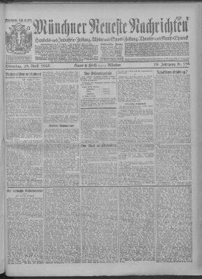 Münchner neueste Nachrichten Dienstag 28. April 1925