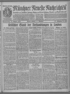 Münchner neueste Nachrichten Donnerstag 14. August 1924