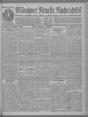 Münchner neueste Nachrichten Dienstag 26. August 1924