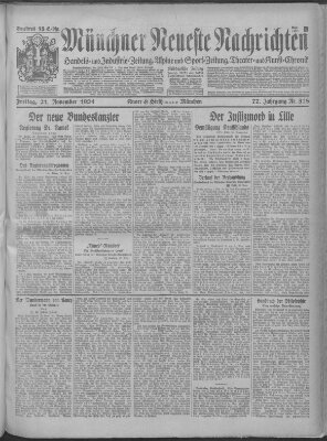 Münchner neueste Nachrichten Freitag 21. November 1924