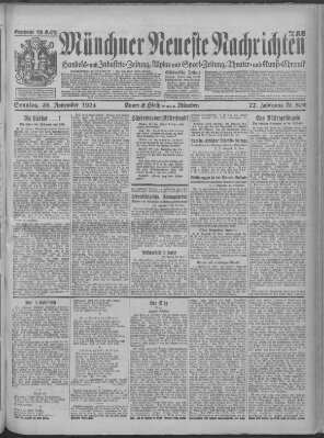 Münchner neueste Nachrichten Sonntag 23. November 1924