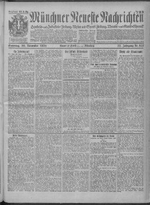 Münchner neueste Nachrichten Sonntag 30. November 1924