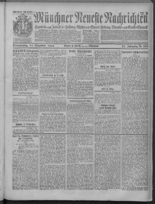 Münchner neueste Nachrichten Donnerstag 11. Dezember 1924