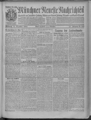 Münchner neueste Nachrichten Mittwoch 17. Dezember 1924