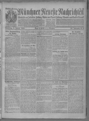 Münchner neueste Nachrichten Samstag 3. Januar 1925