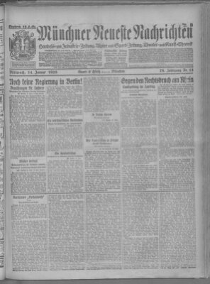 Münchner neueste Nachrichten Mittwoch 14. Januar 1925