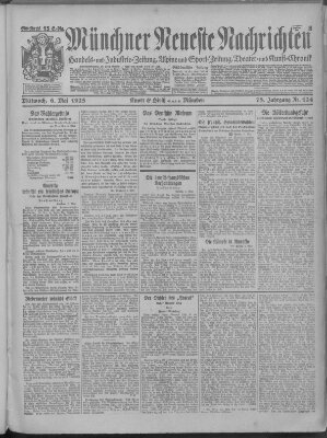 Münchner neueste Nachrichten Mittwoch 6. Mai 1925