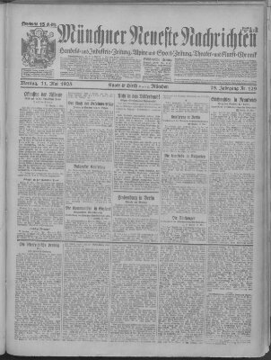 Münchner neueste Nachrichten Montag 11. Mai 1925