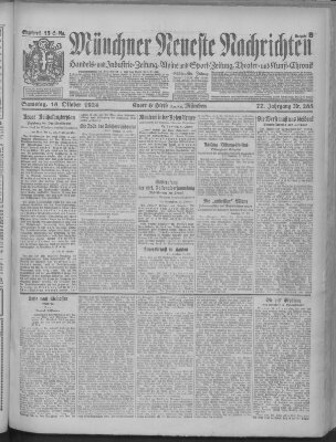 Münchner neueste Nachrichten Samstag 18. Oktober 1924