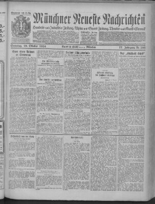 Münchner neueste Nachrichten Sonntag 19. Oktober 1924