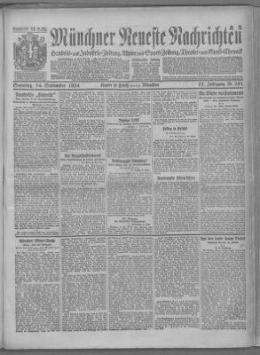 Münchner neueste Nachrichten Sonntag 14. September 1924