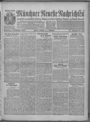 Münchner neueste Nachrichten Samstag 4. September 1926