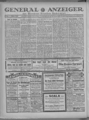 Münchner neueste Nachrichten Freitag 1. Oktober 1926