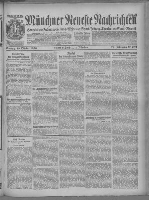 Münchner neueste Nachrichten Montag 18. Oktober 1926