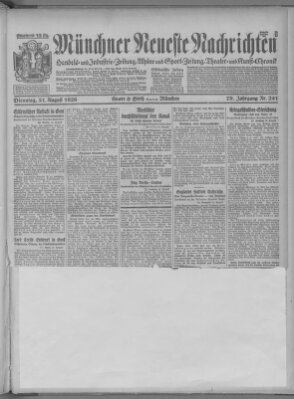 Münchner neueste Nachrichten Dienstag 31. August 1926