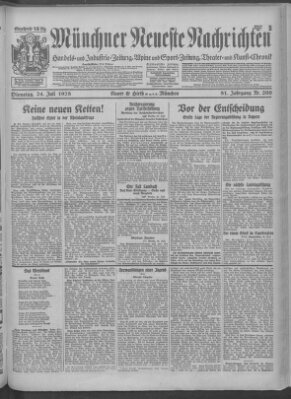 Münchner neueste Nachrichten Dienstag 24. Juli 1928