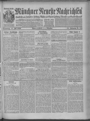 Münchner neueste Nachrichten Samstag 17. Juli 1926