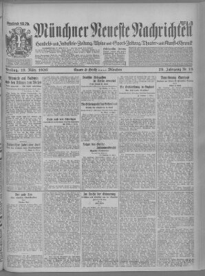 Münchner neueste Nachrichten Freitag 19. März 1926